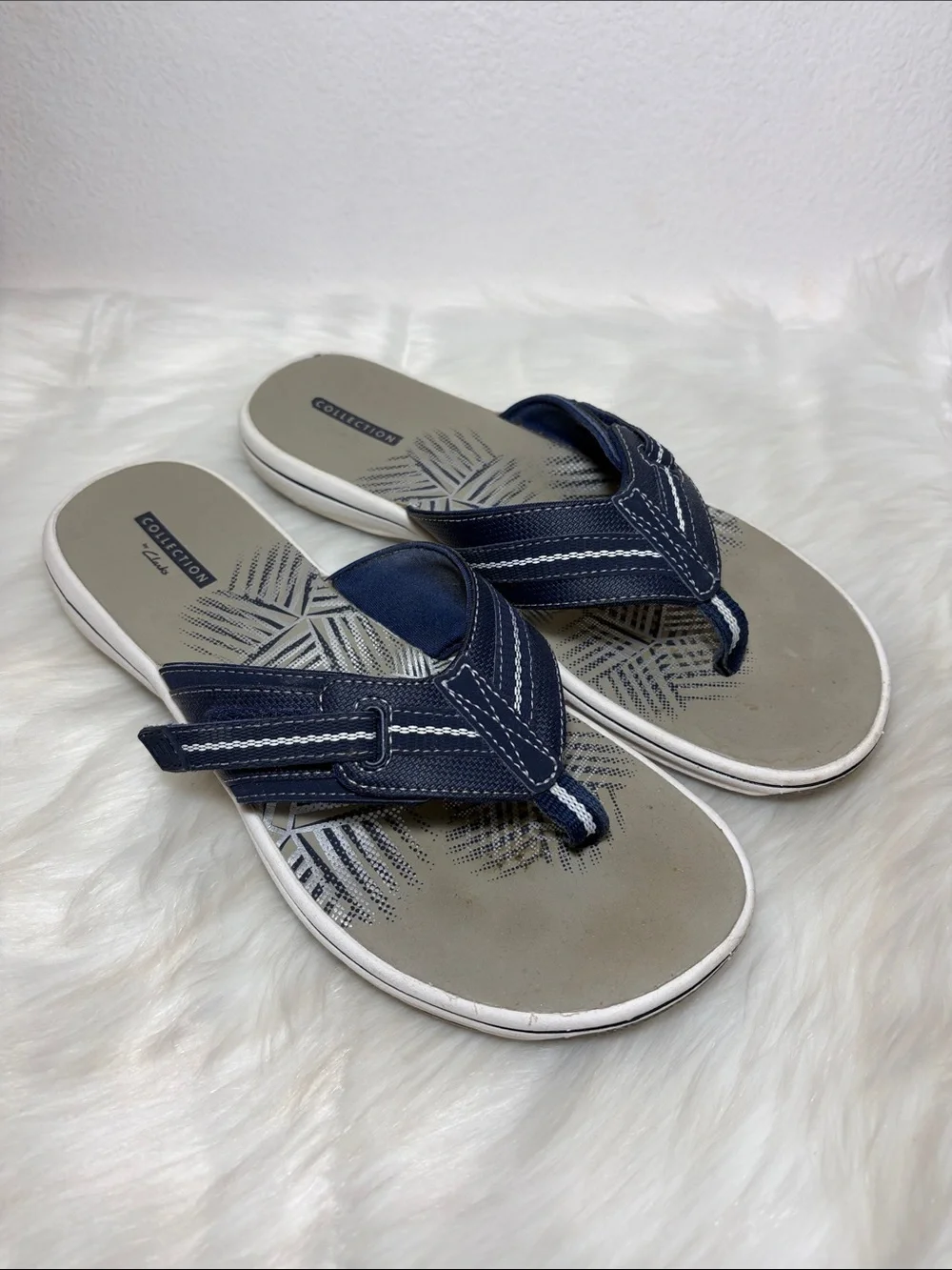 Collection by Clarks Navy Blue Cross Flip Flop Sandals